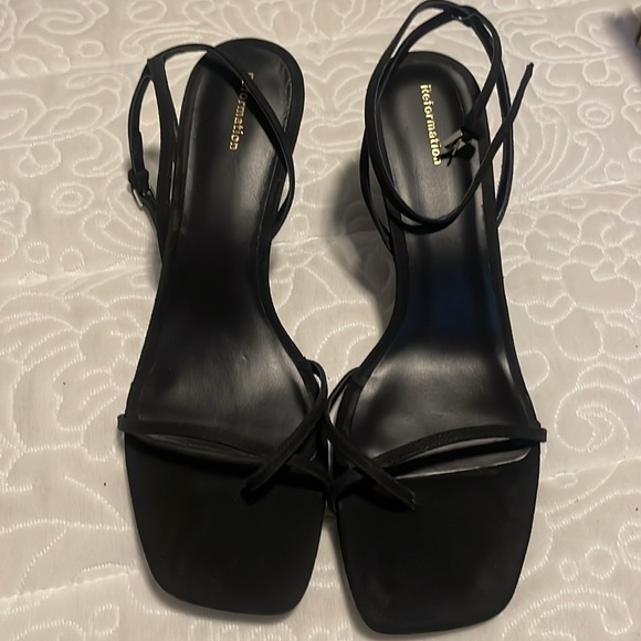 Reformation Emilia Wedge Sandal Black Suede Size 9.5 Brand New, Never Worn - Picture 6 of 8